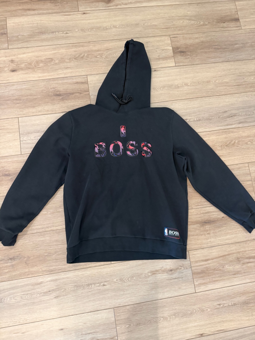 NBA Hugo Boss Black Hoodie with Patterned Logo